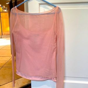 Dkny jeans 2 in one blouse in sheer pink